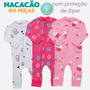 Imagem de Kit 03 Macacões Manga Longa Algodão Menino/Menina - Sonho e Baby, Sort
