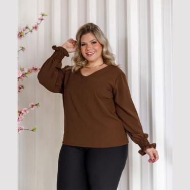 Imagem de Blusa Feminina Manga Longa Plus Size Duna Camisa Social - Rosana Farca