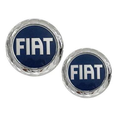 Imagem de Par Emblema Grade E Mala Fiat Palio 2004 2005 2006 2007 Azul - MUTKIT