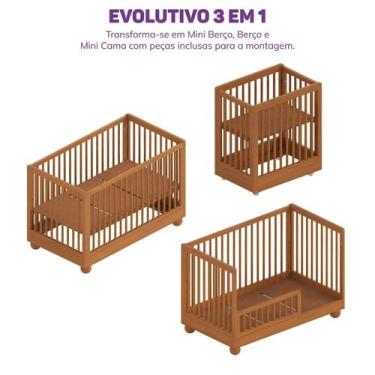 Imagem de Berço Evolutivo em Madeira Maciça 3 em 1 Orbi Casatema Madeiraoriginal