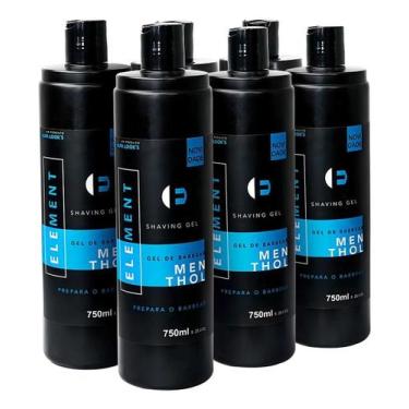 Imagem de Kit 6 Shaving Gel De Barbear Menthol Shave 750ml Element