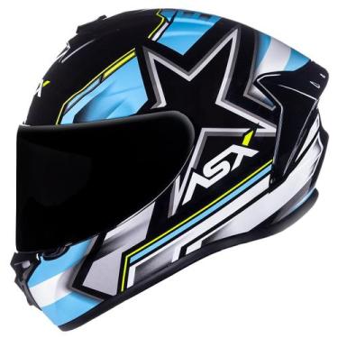 Imagem de Capacete Asx Draken Pilot Brilho Preto/Azul/Amarelo Lançamento Tamanho