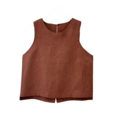 Imagem de Blusa cropped linho puro del amo, Marrom, G
