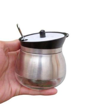 Imagem de Açucareiro vidro revestido inox com colher - MEGAGIFT
