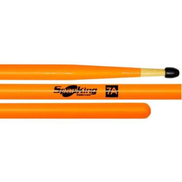 Imagem de Baqueta Spanking Linha Luminosa 7A Clássica Laranja Fluorescente com P