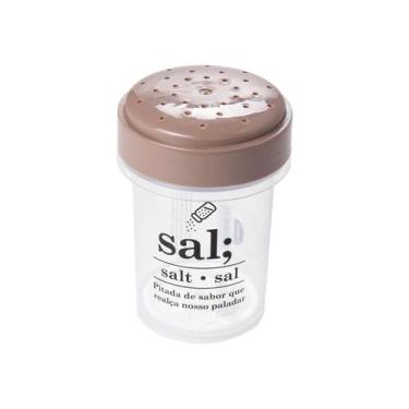 Imagem de Saleiro Plástico Porta Sal Mesa Cozinha 140ml Tampa Marrom - PLASUTIL
