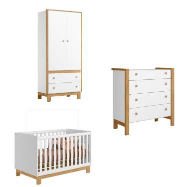 Imagem de Kit de Guarda Roupa 5055 com Comoda Flora 5135 e Berço 4315