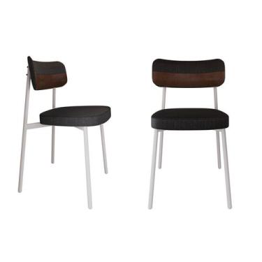 Imagem de Cadeira Alloa Fixa com 4 Pés 50 x 44,7 x 83,8 cm com 2 Unidade Preto/W