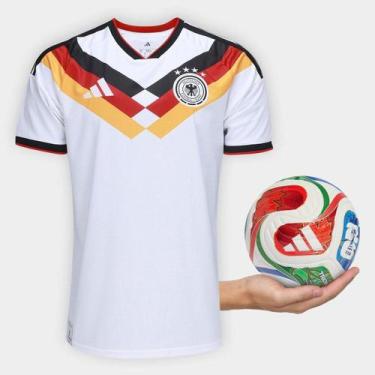 Imagem de Kit Camisa Seleção Alemanha Home 2026 +Mini Bola Trionda Adidas, Branc