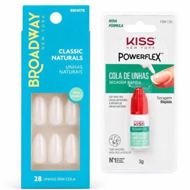 Imagem de Kit Kiss New York: Unhas Postiças Oval Longo e Cola De Unhas 3g
