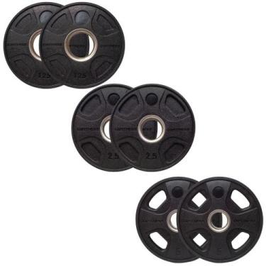 Imagem de Kit Anilhas Elite Emborrachada 4 Grips Pares 1,25/2,5/5kg