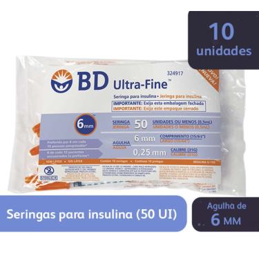 Imagem de Seringa de Insulina BD Ultra-Fine 6mm 50UI com 10 unidades 10 Unidades