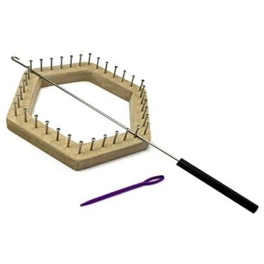 Imagem de Tear hexagonal prego 7,5cm de lado diagonal 15cm + agulha