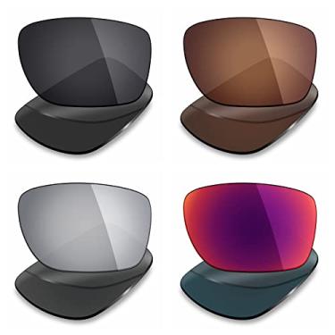 Imagem de 4 pares de lentes polarizadas de substituição Mryok para óculos de sol Oakley Turbine – Stealth Black/Bronze Brown/Silver Titanium/Midnight Sun