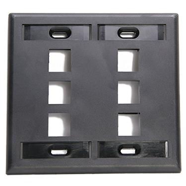Imagem de Leviton 42080-6EP placa de parede QuickPort de 6 portas com compartimento duplo com janela de identificação, preto