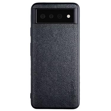 Imagem de Capa para Google Pixel 6/6 Pro, capa traseira protetora antiqueda de couro moderna e durável, capa fina à prova de choque, preta, 6 Pro 17 cm