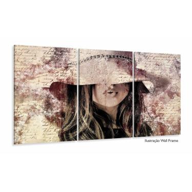 Imagem de Quadro Mulher Vintage Sala Escritório Em Tecido 120x60 3 peç