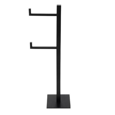 Imagem de Papeleira Quadrada Dupla Porta Papel Chão Preta