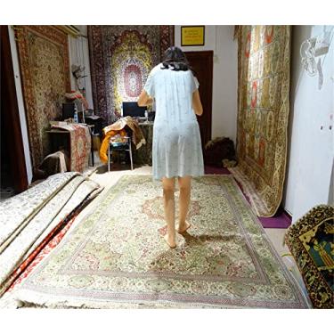 Imagem de YMAEI LEGEND 6 pés x 1 pés tapete de seda turco feito à mão retro flor persa tapete sala de estar quarto tapetes de estudo