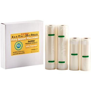 Imagem de Rolos selantes a vácuo de 20 cm e 28 cm (encaixe interno) 4 rolos (2 de cada, 100 pés no total) sacos seladores a vácuo externo funciona com FoodSaver e outras máquinas – 33% mais espesso sem BPA, nível comercial