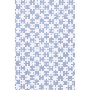 Imagem de Tecido Tricoline Estampado Quebra Cabeça Azul - 1,50M De Largura
