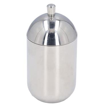 Imagem de Porta-cotonetes de algodão 304 aço inoxidável recipientes de bolas de algodão leve frasco de armazenamento de luxo à prova de poeira resistente à água dispensador de palito de dente com tampa para banheiro doméstico