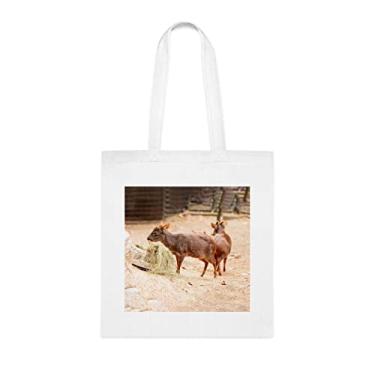 Imagem de Sacola Pudu Pudu Pudu do Sul, com nome científico, presente divertido, bolsa de ombro, bolsas reutilizáveis, cesta de Natal de aniversário, ideia de presente, Branco