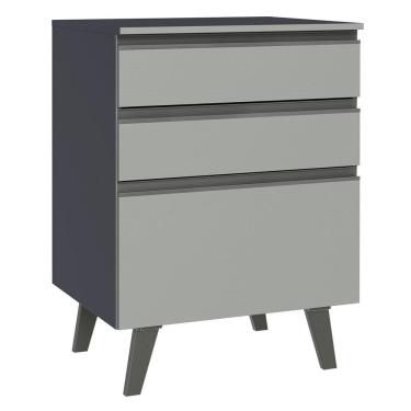Imagem de Balcão 60 cm 3 Gavetas Com Pés Cinza Nice Madesa