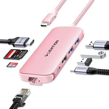 Imagem de LENTION Hub USB C ultrafino com Ethernet, HDMI 4K, USB 3.0/2.0, leitores de cartão e adaptador PD para MacBook Pro 13/14/15/16/M1/M2 2023-2016, novo Mac Air e Surface, Chromebook, mais (CB-C48, ouro