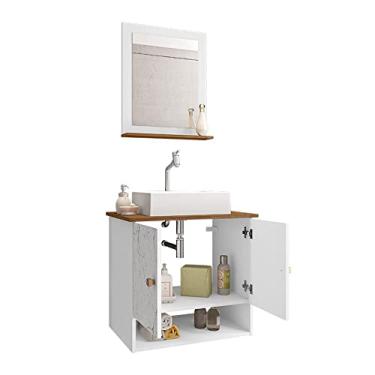 Imagem de Gabinete Banheiro Deli Cuba Torino Bco Torneira DL08 Val ABS Cor: Branco-Carrara/Nature