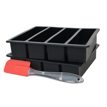 Imagem de Bandejas de silicone para molde de gelo | Para manteiga, coquetéis, uísque e muito mais | Palitos de cubo de gelo longos pacote com 2 | Com espátula