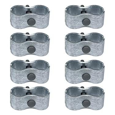 Imagem de HITTITE Conjunto de 8 braçadeiras para painel de canil, braçadeiras de painel de cerca de elos de corrente para moldura de painel de tubos redondos, tamanho de 32 mm de diâmetro, braçadeiras de sela para cães e corridas de cães ou cercas temporárias de elos de corrente.