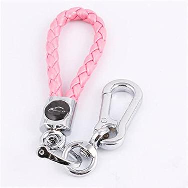 Imagem de YJADHU Carbon Men Women's Fiber TPU Car Key Cover Case Skin Protective Smart Key, Fit for Mazda 3 5 6 Axela Atenza CX-5 CX5 CX-7 CX-9, Pink Keychain