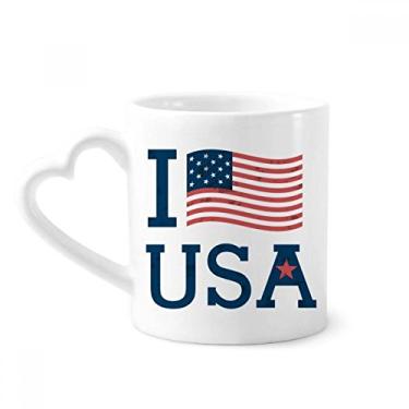 Imagem de I Love USA America Flag Culture Caneca de café cerâmica copo de coração de vidro