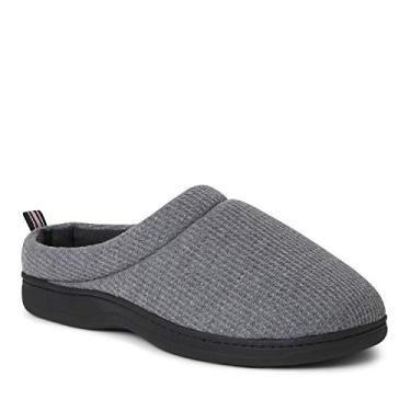 Imagem de Dearfoams Pantufa feminina de malha Nathan Waffle, Cinza escuro mesclado, Medium