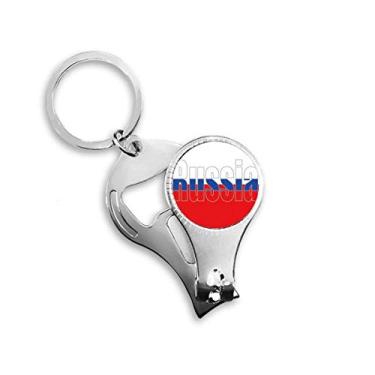 Imagem de Rússia Country Flag Name Nail Nipper Ring Chaveiro Abridor de Garrafas Clipper