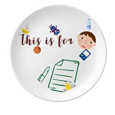 Imagem de Knowledge Classroom Caneta de papel para escrever prato de porcelana prato de jantar redondo menino homem