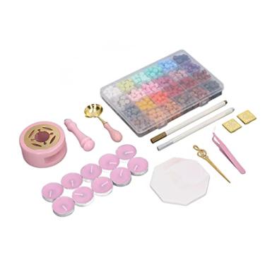 Imagem de Kit de Lacre de Cera, Conjunto de Artesanato de Cera de Lacre Com 24 Cores, Aquecedor de Lacre de Cera, Caneta Metálica de Lacre de Cera, Kit de Carimbo de Cera para Fazer Convites, Lacre de
