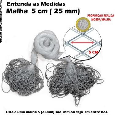 Imagem de Rede Redinha Pesca Pronta Malha 5cm (25mm) 20 Metros Fio 40