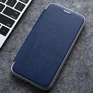 Imagem de Capa de couro de luxo para iPhone 14 13 12 Mini 11 Pro XS Max XR X 7 8 Plus SE 2020 2022 Carteira Slot para Cartão Magnético Capa Azul para iPhone 8