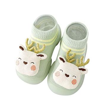 Imagem de Sapatos infantis de verão verão e outono confortáveis sapatos infantis fofos padrão de coelho de cervo (verde, 12 a 18 meses)