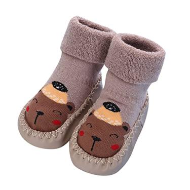 Imagem de Sapatos infantis para meninas outono e inverno fofos sapatos infantis sola plana meias antiderrapantes recém-nascido (D, 12-18 meses)