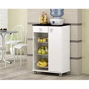 Imagem de FRUTEIRA NATASHA MDP 1 PORTA 1 GAVETA (Branco Tampo Preto)