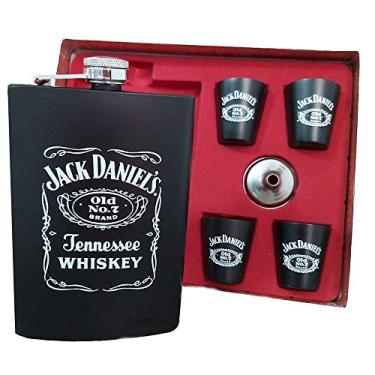 Imagem de Cantil de Bolso Porta Bebida Whisky com 4 copos