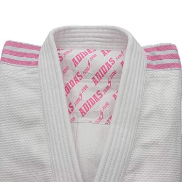 Imagem de Kimono Judô Adidas Quest J690 Branco Com Faixas Bordadas Em Rosa (2, 170 Cm)