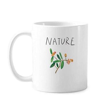 Imagem de Caneca de pintura de plantas naturais de cerâmica clássica com alça de copo de cerâmica 355 ml