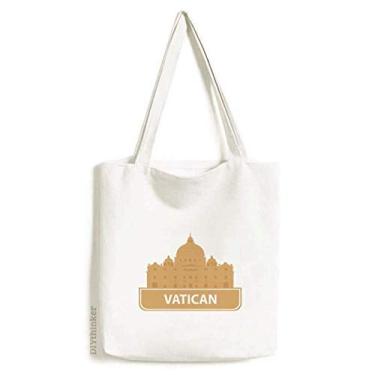 Imagem de Bolsa de lona com estampa de marco amarelo Vaticano bolsa de compras casual bolsa de mão