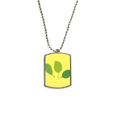 Imagem de DIYthinker Colar com pingente de identificação de cachorro de aço inoxidável com desenho de três folhas