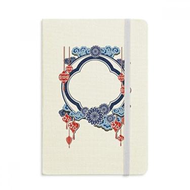 Imagem de Caderno de flores azuis com estampa apaixonada por cultura chinesa em tecido capa dura clássica diário
