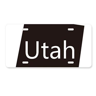 Imagem de DIYthinker Utah Placa de licença com mapa dos Estados Unidos da América Decoração de aço inoxidável